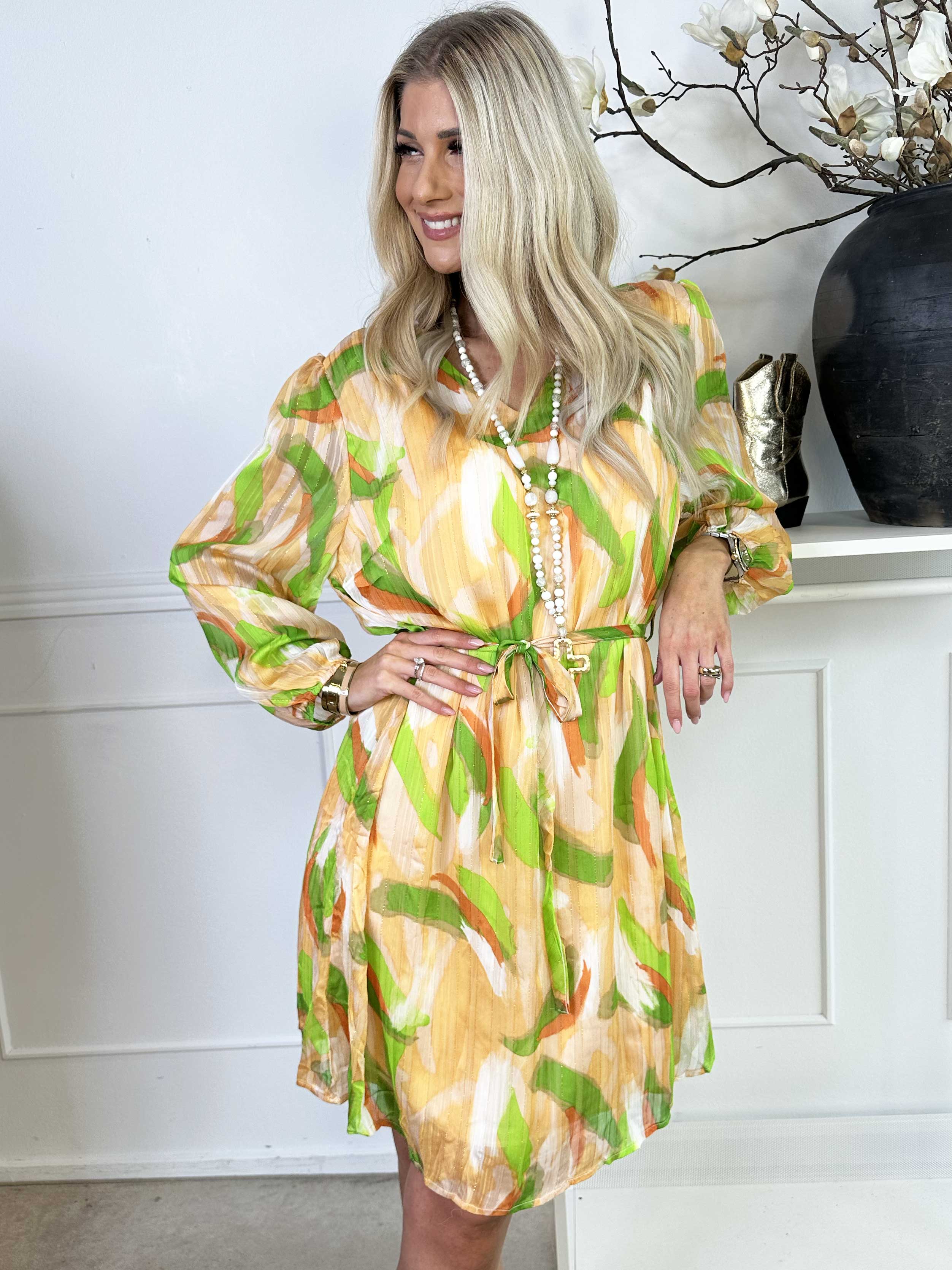 Filipa - Mønstret tunikakjole med glimmertråde